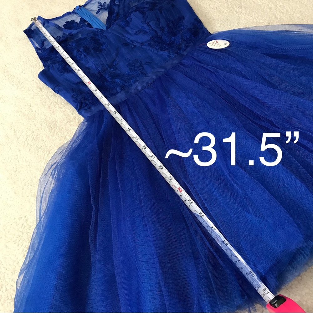 Tulle Sleeveless Mini Dress Blue Tutu Dress Pit to Pit 15.5โ - Picture 7 of 14